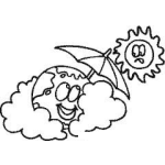 Dibujo para colorear Calentamientoglobal Dibujo Del Planeta Tierra Cubriendoae Del Sol Con Una Sombrilla Para Colorear El Mundo Y El Sol