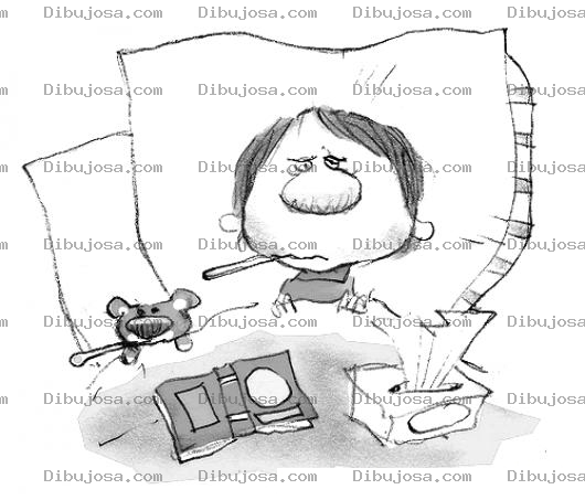 Dibujo para colorear Dibujo De Nino Con Fiebre Para Colorear Bebe Con Temperatura Alta Para Bajar La Fiebre De Forma Natural Hay Que Darle Jugo De Naranja Sopas Y Pure Y Frutas Blandas No Carnes Ni Alimentos Solidos Y Hay Que Hacerle Compresas De Agua Fria En La Frente Y En El Vientre Y Evitar Que Se Enfrien Sus Pies Dandole Un Masaje En Los Piecitos La Fiebre Por Si Sola No Es Mala Significa Que Las Defensas Estan Trabajando