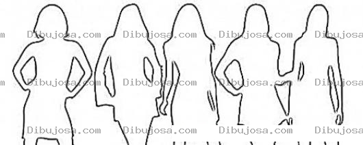 Dibujo para colorear 5mujeres Dibujo De Perfil De Cinco Mujeres Para Colorear