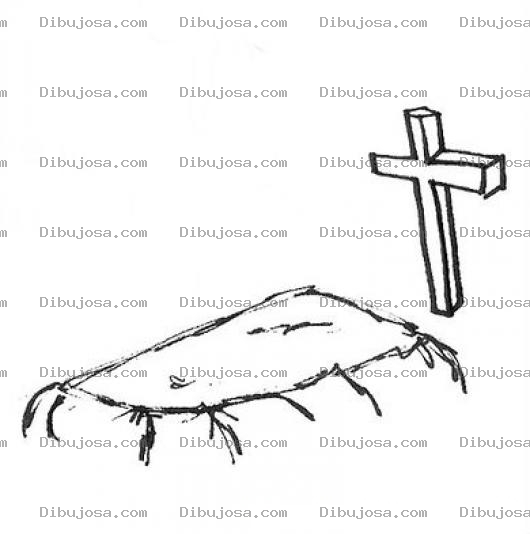Dibujo para colorear Dibujo De Tumba En Un Cementerio Para Pintar Y Colorear Dia De Los Muertos