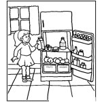 Dibujo para colorear Dibujo De Nina Con Refrigerador Abierto Para Pintar Y Colorear Nevera Llena De Comida