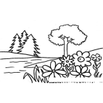 Dibujo para colorear Paisaje Con Flores Para Colorear