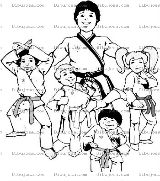 Dibujo para colorear Karate Infantil Dibujo De Un Profesor De Karate Para Pintar Y Colorear Maestro Karateca