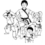Dibujo para colorear Karate Infantil Dibujo De Un Profesor De Karate Para Pintar Y Colorear Maestro Karateca