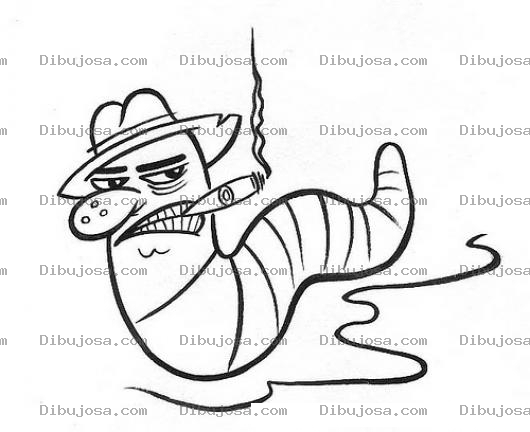 Dibujo para colorear Gusano Fumador Dibujo De Lombriz Con Cigarro Para Pintar Y Colorear Culebra Fumadora