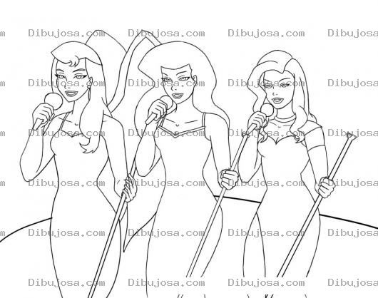 Dibujo para colorear Dibujo De Un Trio De Chicas Cantantes Para Pintar Y Colorear Tres Mujeres Cantando