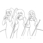 Dibujo para colorear Dibujo De Un Trio De Chicas Cantantes Para Pintar Y Colorear Tres Mujeres Cantando