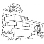 Dibujo para colorear Edificio Universitario Dibujo De Un Centro De Estudios Para Pintar Y Colorear Centro Estudiantil Con Rotulo En Jardin