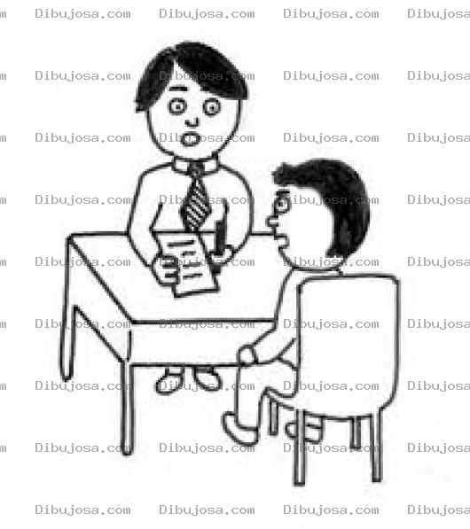 Dibujo para colorear Entrevista De Trabajo Dibujo De Un Postulante Problematico En Una Entrevista De Trabajo Buscando Empleo Pero Manifestando Sus Condiciones Para Pintar Y Colorear