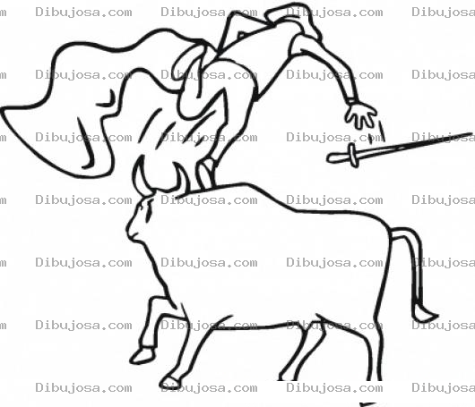 Dibujo para colorear Cornada De Toro Dibujo De Un Toro Aventando A Un Torero Con Los Cuernos Para Colorear Toro Cornudo