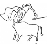 Dibujo para colorear Cornada De Toro Dibujo De Un Toro Aventando A Un Torero Con Los Cuernos Para Colorear Toro Cornudo