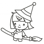 Dibujo para colorear Dibujo De Brujita En Una Escobita Para Pintar Y Colorear Nina Vestida De Brujita