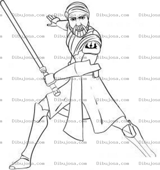 Dibujo para colorear Colorear guerrero con espada de de starwars
