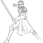 Dibujo para colorear Colorear guerrero con espada de de starwars