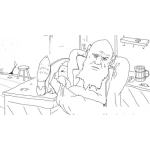 Dibujo para colorear Viejo Cantinero Para Pintar Y Colorear Dibujo De Viejo Barbado Esperando Clientes En Una Barra De Cantina Sucia