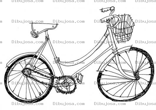 Dibujo para colorear Bicicleta De Mujer Dibujo De Una Cicle Femenina Para Pintar Y Colorear Bicicleta Rosada Con Canasta Al Frente
