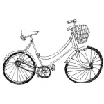 Dibujo para colorear Bicicleta De Mujer Dibujo De Una Cicle Femenina Para Pintar Y Colorear Bicicleta Rosada Con Canasta Al Frente