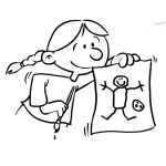 Dibujo para colorear Dibujo De Una Nina Dibujante Dibujando A Un Nino Con Una Pelota De Futbol Para Pintar Y Colorear Dibujo De Dibujo