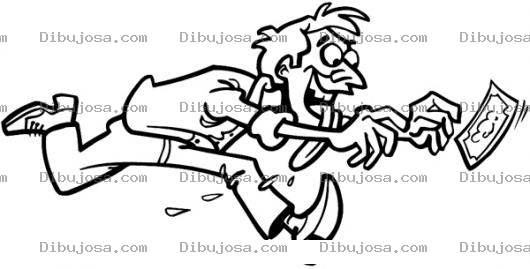 Dibujo para colorear El amor al dinero Dibujo De Hombre Corriendo Detras Del Dinero Para Pintar Y Colorear