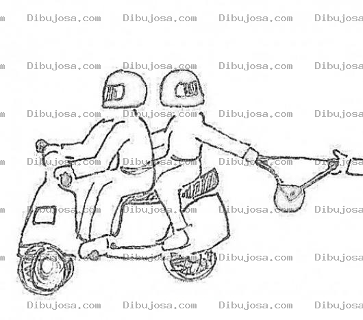 Dibujo para colorear Ladrones En Moto Dibujo De Carteristas En Scotter Para Pintar Y Colorear Roba Bolsos En Motocicleta Pasola