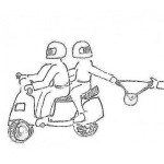 Dibujo para colorear Ladrones En Moto Dibujo De Carteristas En Scotter Para Pintar Y Colorear Roba Bolsos En Motocicleta Pasola