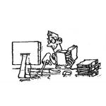 Dibujo para colorear Digitador De Datos Dibujo De Digitador De Libros Typeando Un Libro Para Pintar Y Colorear Editor Trasladando Libros A La Computadora