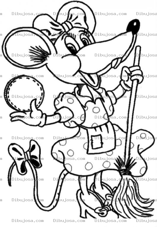 Dibujo para colorear Ratoncita Con Escoba Dibujo De Ratonsito Con Escoba Para Colorear