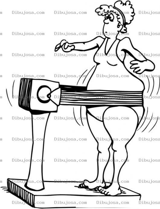 Dibujo para colorear Maquina Para Bajar De Peso Dibujo De Una Mujer Gordita En Una Faja Electrica Aflojando La Grasa