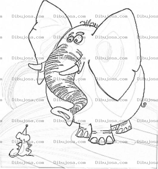 Dibujo para colorear Ratonyelefante Dibujo De Un Raton Y Un Elefante Para Pintar Y Colorear Elefanteyraton