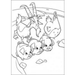 Dibujo para colorear Dibujo De 3 Cochinitos Con Una Cabra Y Una Gallina Para Pintar Y Colorear