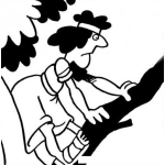 Dibujo para colorear Dibujo Biblico De Zaqueo Encaramado Sobre La Rama De Un Arbol Para Pintar Y Colorear