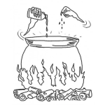 Dibujo para colorear Olladebruja Dibujo De Una Olla De Bruja Para Pintar Y Colorear Oya De Bruja En Fuego