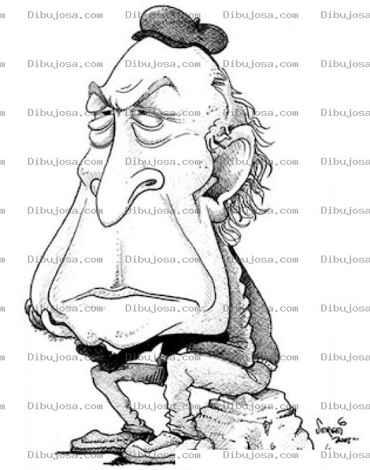 Dibujo para colorear Caralarga Dibujo De Viejo Cara Larga Para Pintar Y Colorear Una Carota De Un Hombre Sentado Sobre Una Piedra