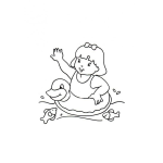 Dibujo para colorear Colorear nena con salvavidas en el agua