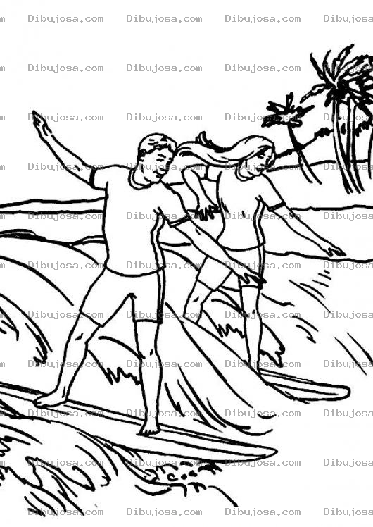 Dibujo para colorear Novios Surfeando Dibujo De Ken Y Barbie Surfiando En El Mar Para Pintar Y Colorear Surfistas Pareja Surfeadora Con Tablas De Surf En El Mar Sorfistas De Corazon