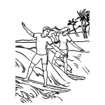 Dibujo para colorear Novios Surfeando Dibujo De Ken Y Barbie Surfiando En El Mar Para Pintar Y Colorear Surfistas Pareja Surfeadora Con Tablas De Surf En El Mar Sorfistas De Corazon