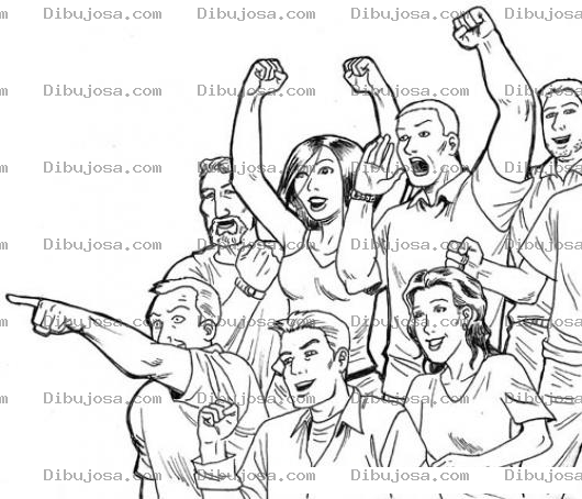 Dibujo para colorear Aficionados Dibujo De Aficion Celebrando Un Gol Desde Las Gradas De Un Estadio Para Pintar Y Coloread Gente Gritando Goool