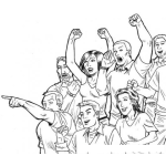 Dibujo para colorear Aficionados Dibujo De Aficion Celebrando Un Gol Desde Las Gradas De Un Estadio Para Pintar Y Coloread Gente Gritando Goool