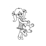 Dibujo para colorear Colorear nena con osito de peluche