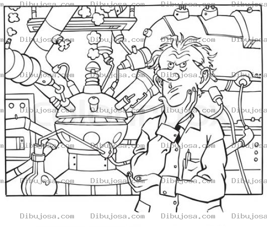 Dibujo para colorear Dibujo De Cientifico Loco Con Un Su Experimento Para Pintar Y Colorear
