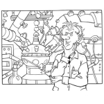 Dibujo para colorear Dibujo De Cientifico Loco Con Un Su Experimento Para Pintar Y Colorear