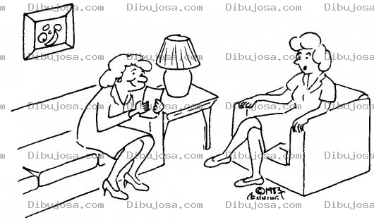 Dibujo para colorear Mujeres Snetadas En Una Sala Para Pintar Y Colorear