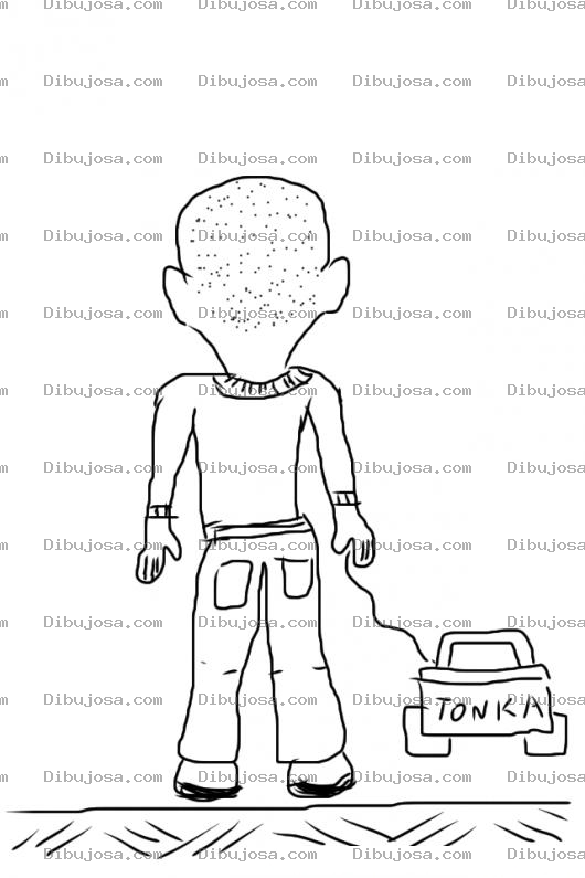 Dibujo para colorear Colorear Nino De Espaldas Con Un Pickup Tonka Para Pintar Y Colorear