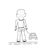 Dibujo para colorear Colorear Nino De Espaldas Con Un Pickup Tonka Para Pintar Y Colorear