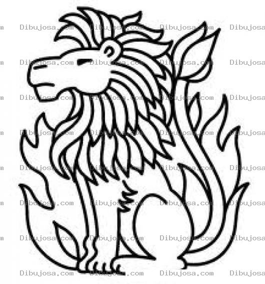 Dibujo para colorear Leon De Fuego Para Pintar Y Colorear Leon En Medio De Una Llamarada De Fuego Para Colorear Leon Del Fuego