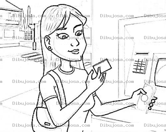 Dibujo para colorear Dibujo De Un Cajero Atm Para Pintar Y Colorear Una Mujer Sacando Dinero De Un Cajero De Bancared Y 5b