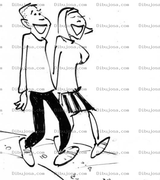 Dibujo para colorear Novios Paseando Dibujo De Pareja De Novios Caminando Juntos Para Pintar Y Colorear Novios Tomados De La Mano