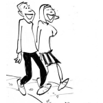 Dibujo para colorear Novios Paseando Dibujo De Pareja De Novios Caminando Juntos Para Pintar Y Colorear Novios Tomados De La Mano