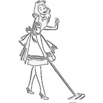 Dibujo para colorear Dibujo De Ama De Casa Trapeando Con Un Trapeador Para Pinta Y Colorear Mujer Con Una Mopa Mopeando El Piso