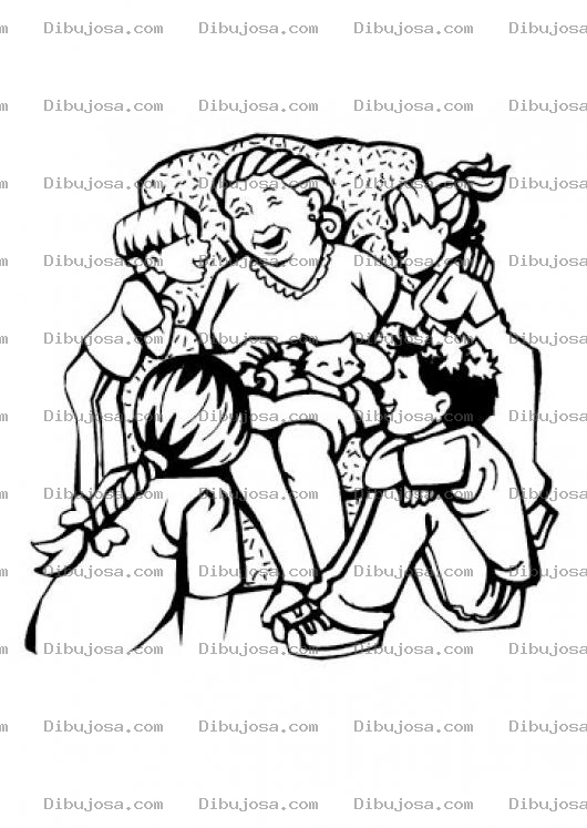 Dibujo para colorear Dibujo De Abuela Con Nietos Para Pintar Y Colorear Abuelaynietos